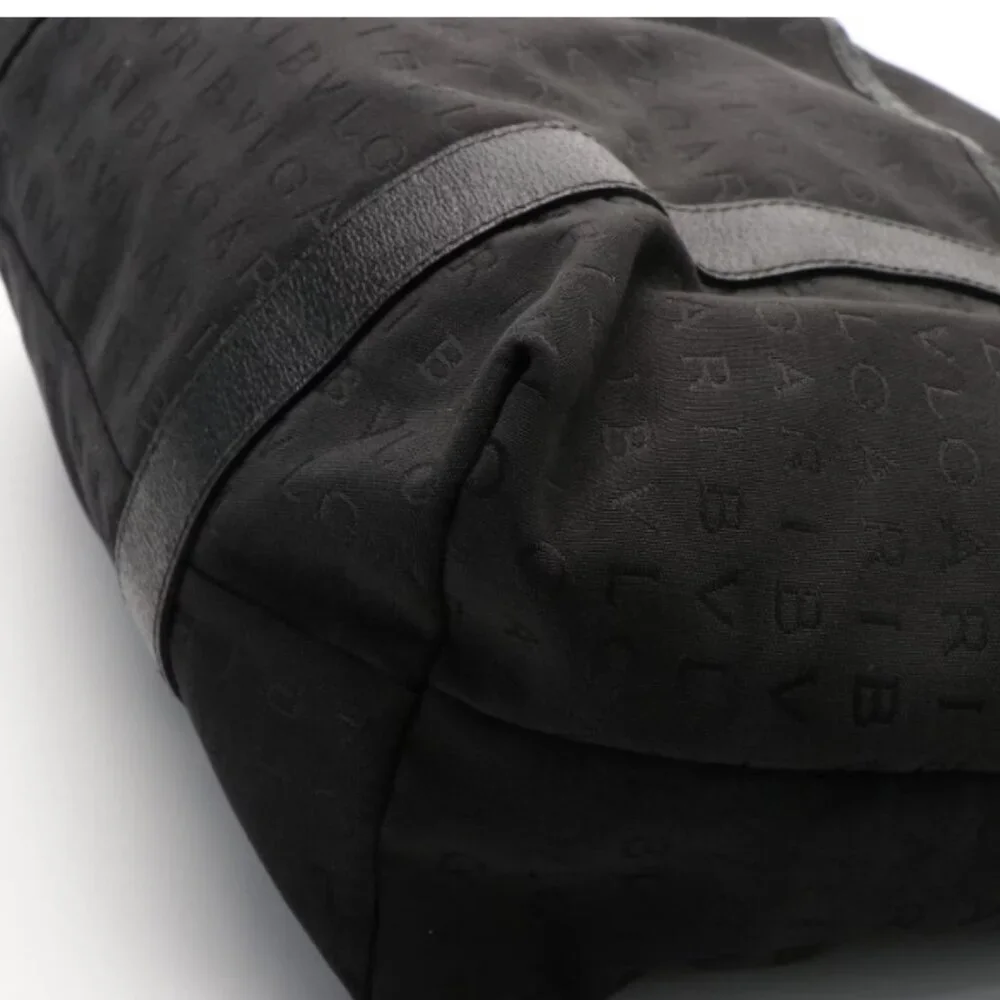 BVLGARI Black Logomania Canvas and Leather Trim Tote
